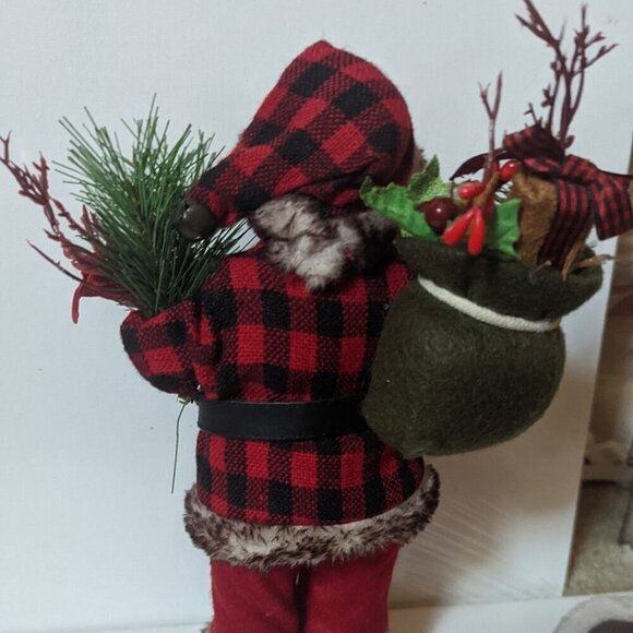 NWOT 12" Black Santa Claus Red Plaid Lumberjack Xmas Decor African American HTF - Picture 6 of 9